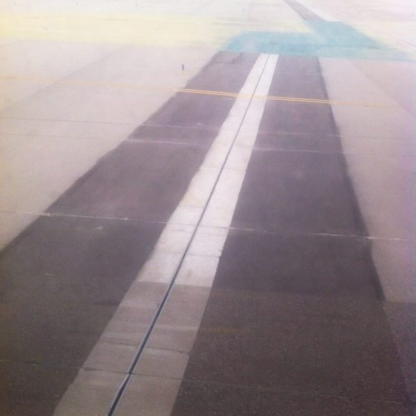 Waiting for takeoff, on the runway at Barcelona Airport